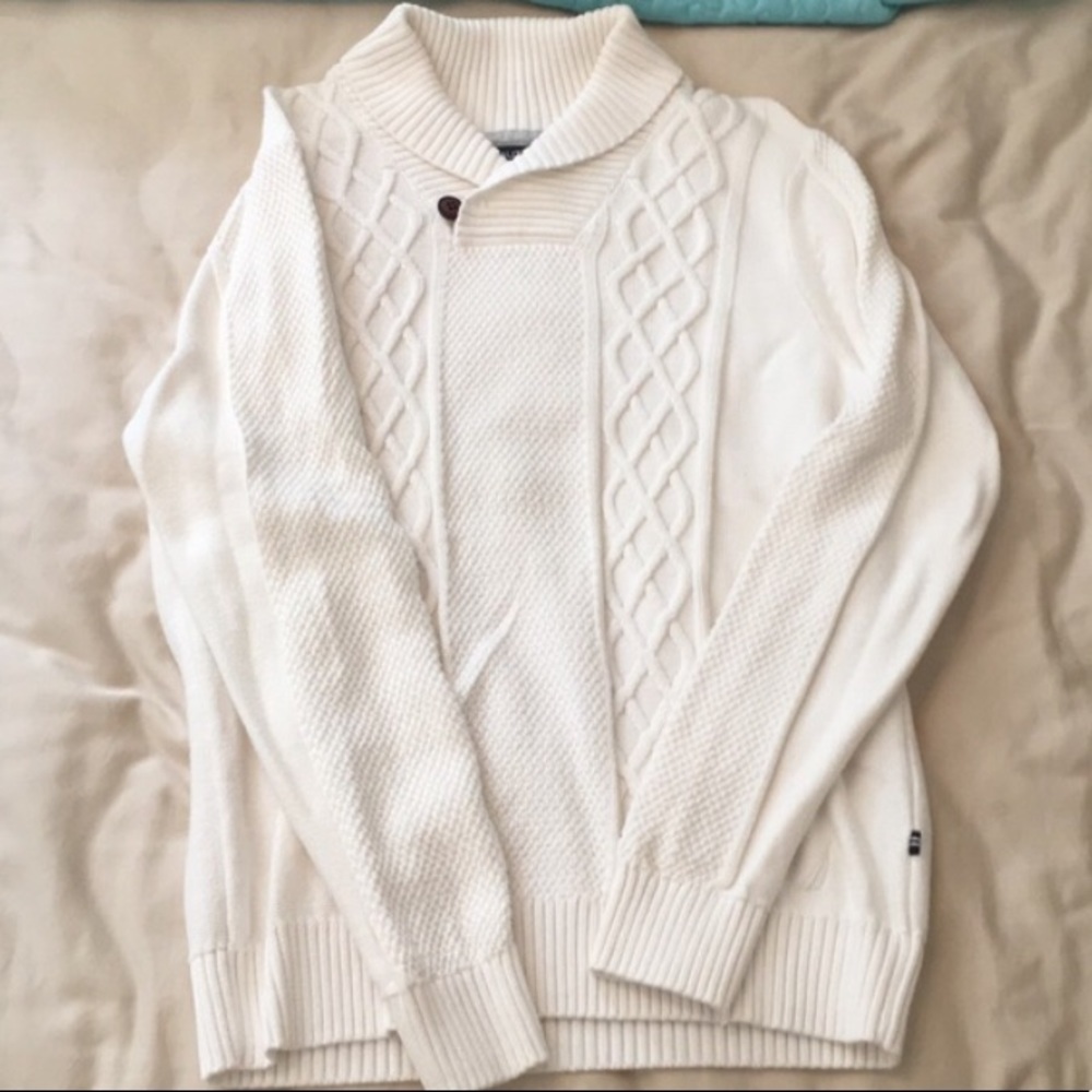 Nautica White cableknit pullover size small